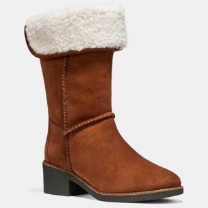 Coach | NWT Turnlock Shearling Boots Suede Brown Size 5